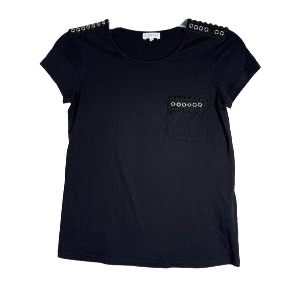 Claudie Pierlot Shirt‎ Women Small Black Grommets Neutral Minimal Gothic Grunge - Picture 1 of 12